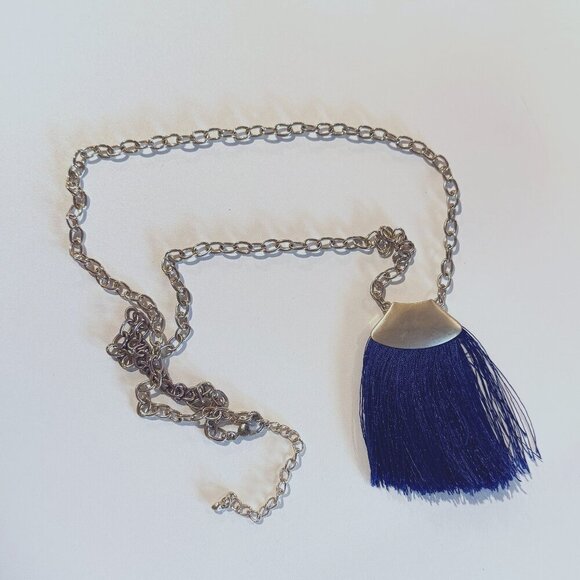 Moon and Lola Tassel Navy and Gold Necklace - Picture 2 of 4